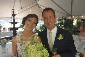 A happy couple at their reception after a Virginia wedding on the Chesapeake Bay