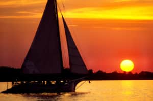 Sunset sailing on Chesapeake Bay in Virginia